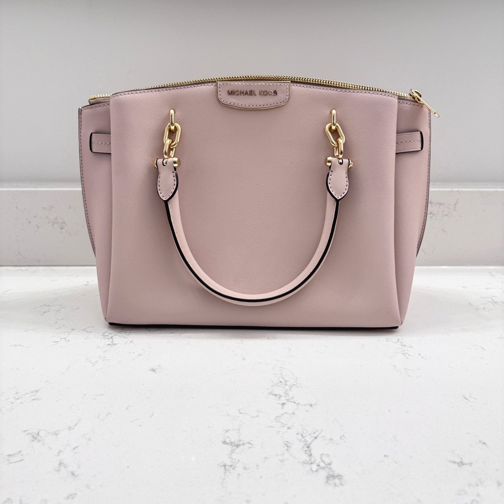 Michael Kors Satchel Bag Saffiano Leather Blush Pink Gold Hardware